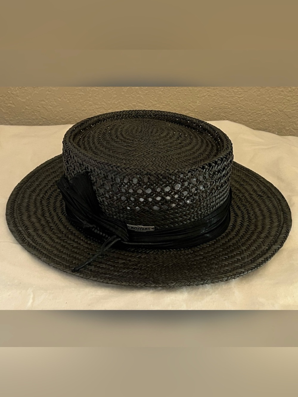 Mossant Paris Women’s Black Color Straw Hat (56-57)